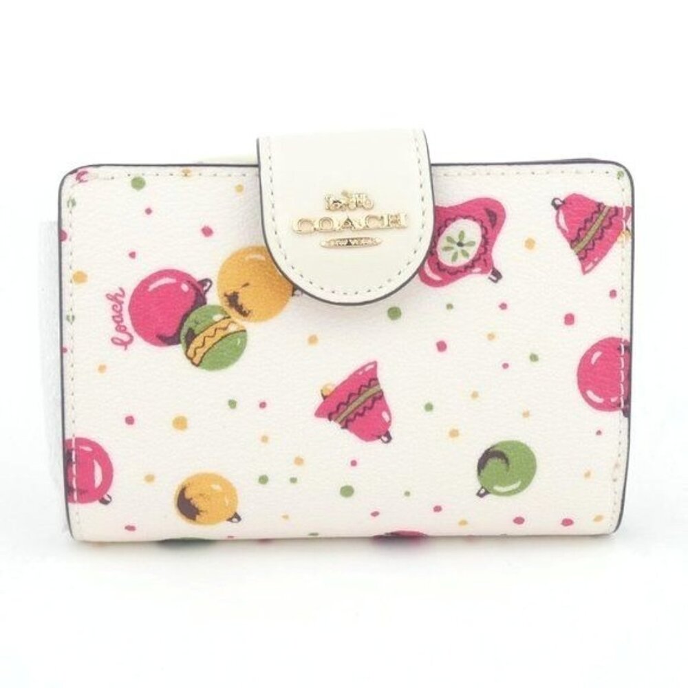 Coach Chalk Ornament‎ Medium Corner Zip Wallet NWT C7413